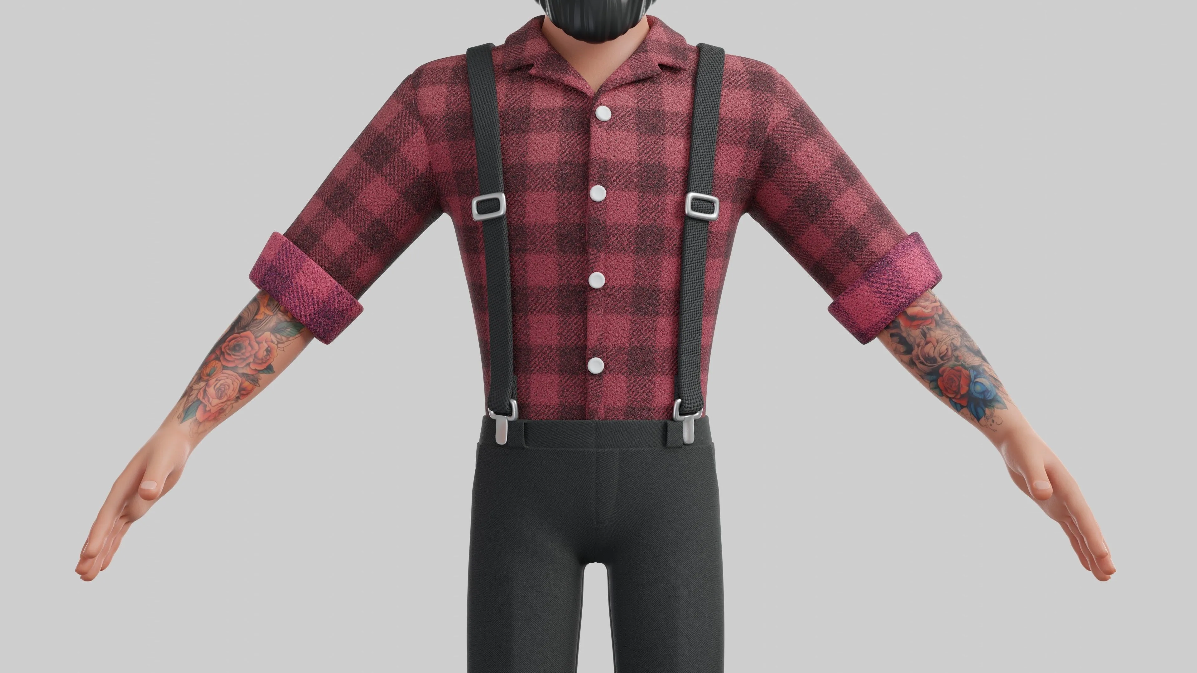 Hipster Man Cartoon Character 3D model showcase